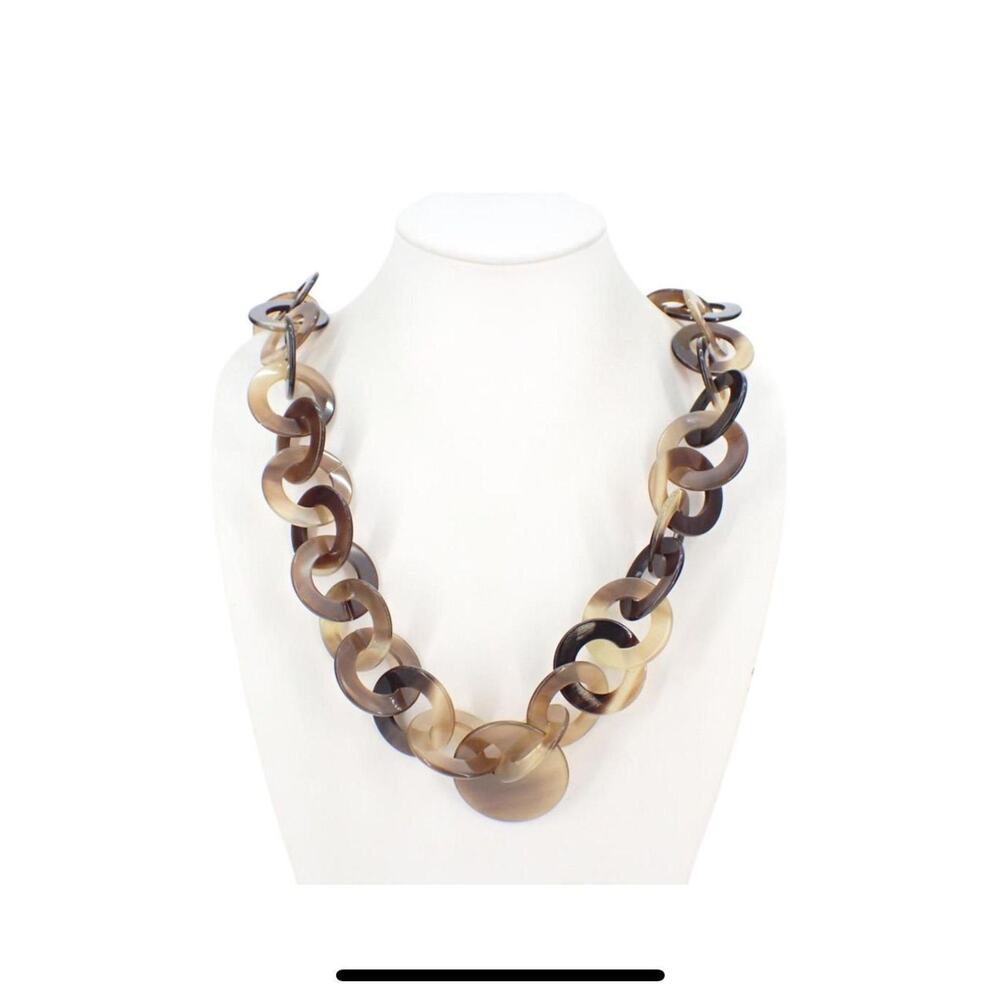 Beige Hermes Long Necklace buffalo horn